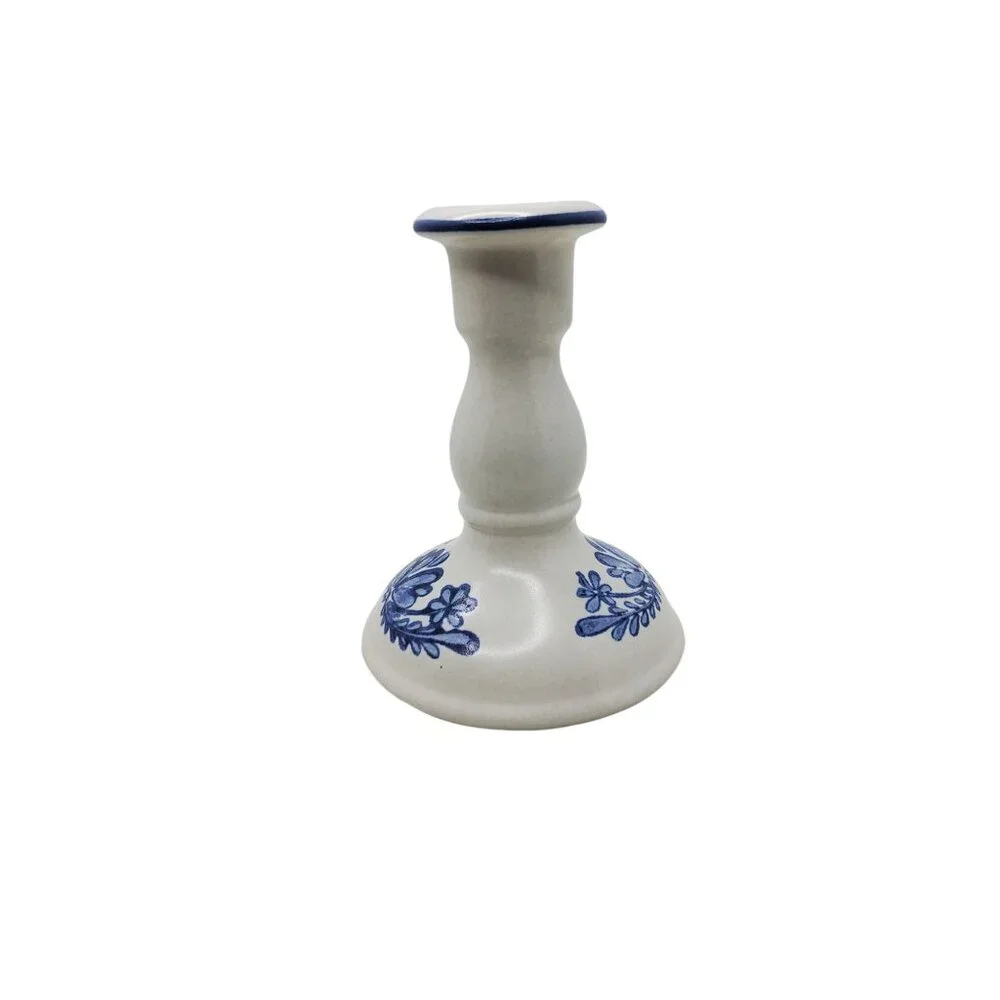 Vintage Platzgraff Yorktowne Ceramic Blue & White Floral Candle Holder - Picture 14 of 16